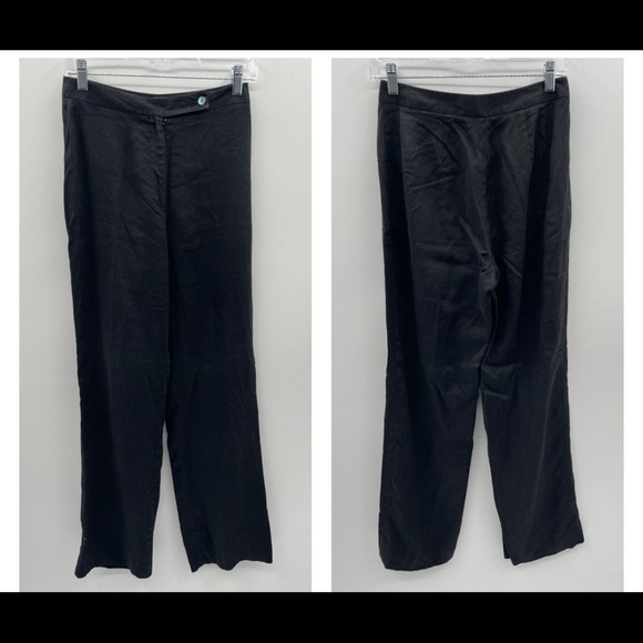 J Crew 100% linen black loose leg pant - Picture 1 of 6